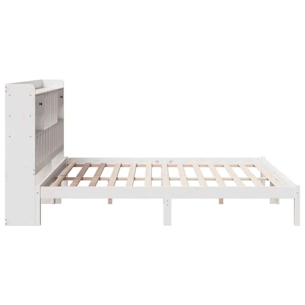 Letto Libreria senza Materasso Bianco 200x200 cm Legno di Pino 3321635