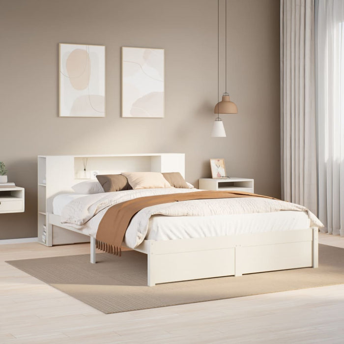 Letto Libreria senza Materasso Bianco 140x200 cm Legno di Pino 3322360