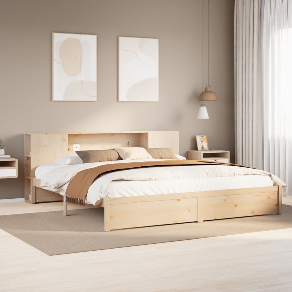 Letto Libreria senza Materasso 200x200 cm in Legno di Pino 3322367