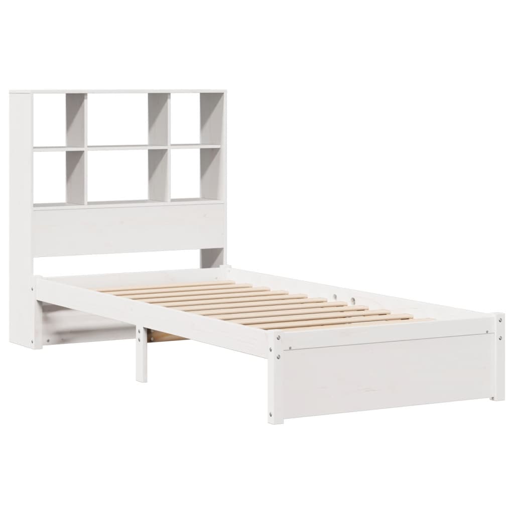 Letto Libreria senza Materasso Bianca 90x200 cm Legno di Pino 3322388