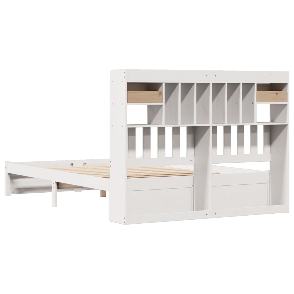 Letto Libreria senza Materasso Bianco 140x200 cm Legno di Pino 3322420