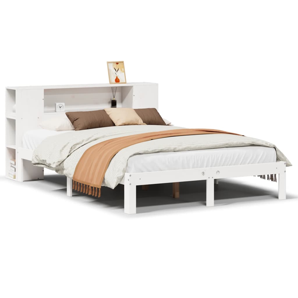 Letto Libreria senza Materasso Bianco 135x190 cm Legno di Pino 3322510