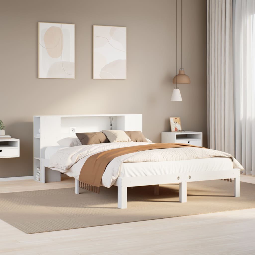 Letto Libreria senza Materasso Bianco 135x190 cm Legno di Pino 3322510