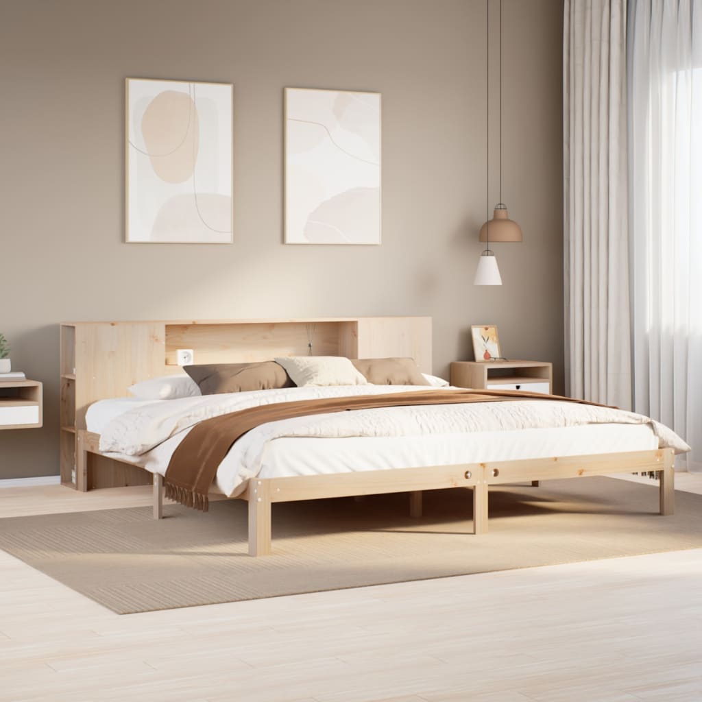 Letto Libreria senza Materasso 200x200 cm in Legno di Pino 3322523