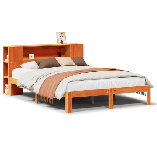 Letto Libreria senza Materasso Marrone Cera 120x190 cm in Pino 3322525