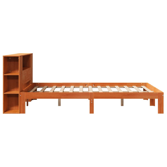 Letto Libreria senza Materasso Marrone Cera 135x190 cm in Pino 3322526