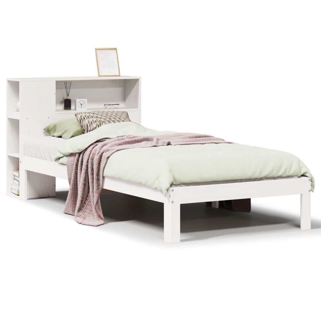 Letto Libreria senza Materasso Bianco 90x190 cm Massello Pino 3322537