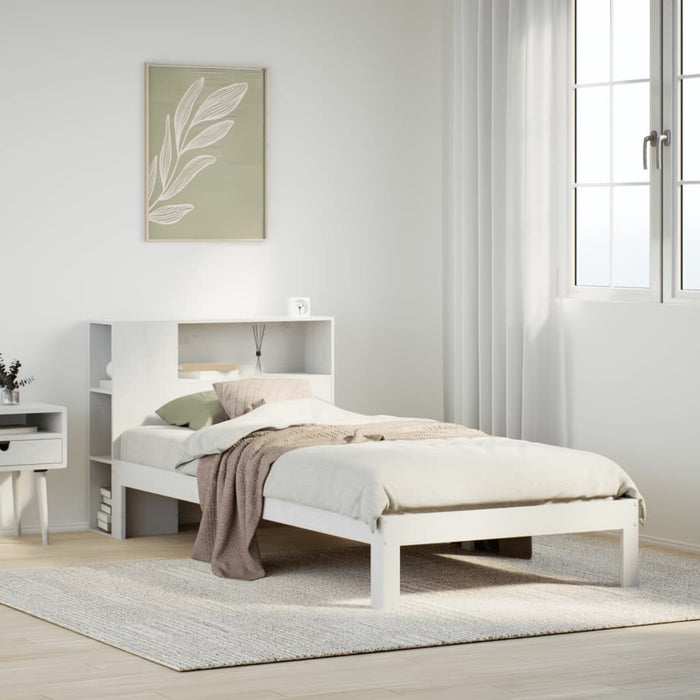 Letto Libreria senza Materasso Bianco 90x190 cm Massello Pino 3322537