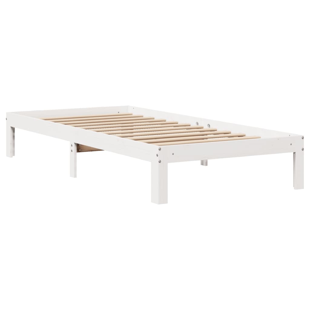 Letto Libreria senza Materasso Bianca 90x200 cm Legno di Pino 3322539