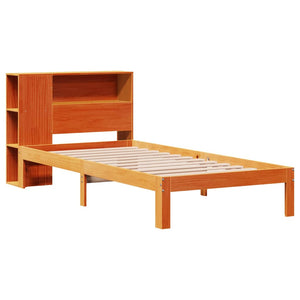 Letto Libreria senza Materasso Marrone Cera 90x200 cm in Pino 3322544