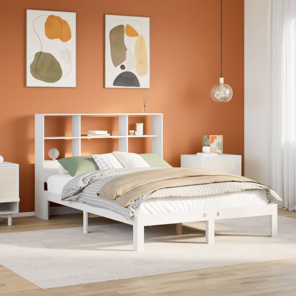 Letto Libreria senza Materasso Bianco 160x200 cm Legno di Pino 3322567