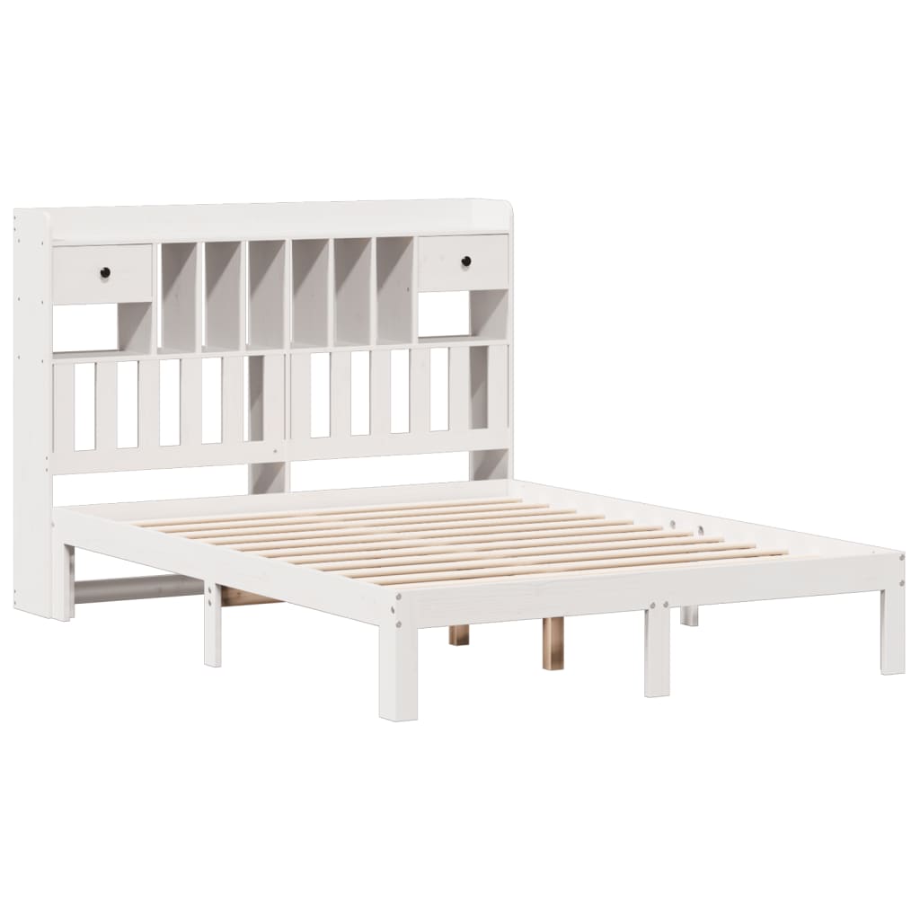 Letto Libreria senza Materasso Bianco 160x200 cm Legno di Pino 3322606