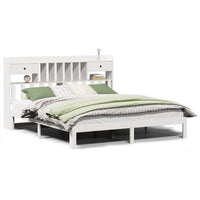 Letto Libreria senza Materasso Bianco 200x200 cm Legno di Pino 3322610