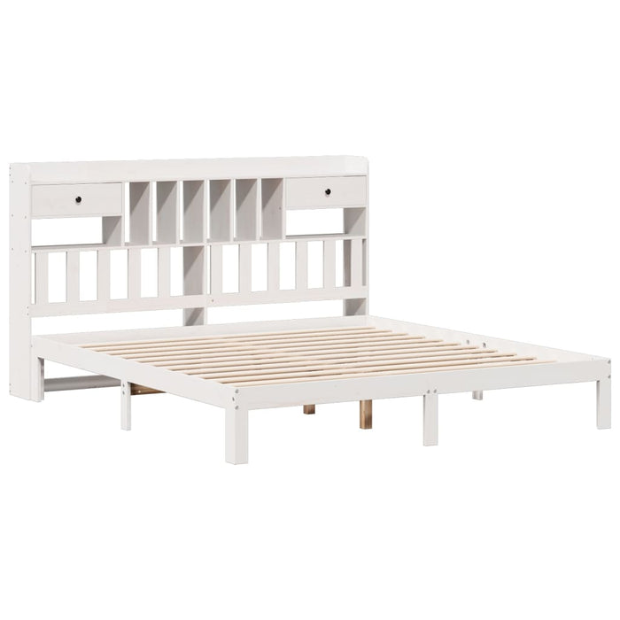 Letto Libreria senza Materasso Bianco 200x200 cm Legno di Pino 3322610