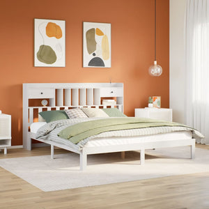 Letto Libreria senza Materasso Bianco 200x200 cm Legno di Pino 3322610