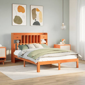 Letto Libreria senza Materasso Marrone Cera 135x190 cm in Pino 3322614