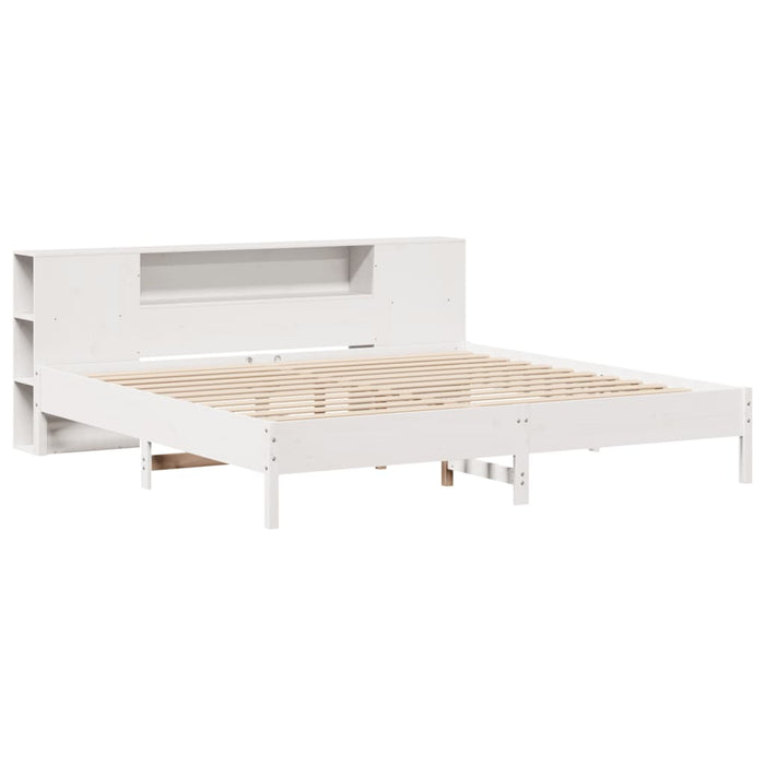 Letto Libreria senza Materasso Bianco 200x200 cm Legno di Pino 3322820