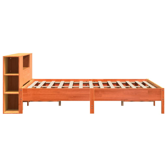 Letto Libreria senza Materasso Marrone Cera 200x200 cm in Pino 3322821