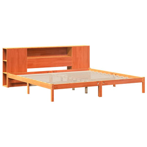 Letto Libreria senza Materasso Marrone Cera 180x200 cm in Pino 3322824