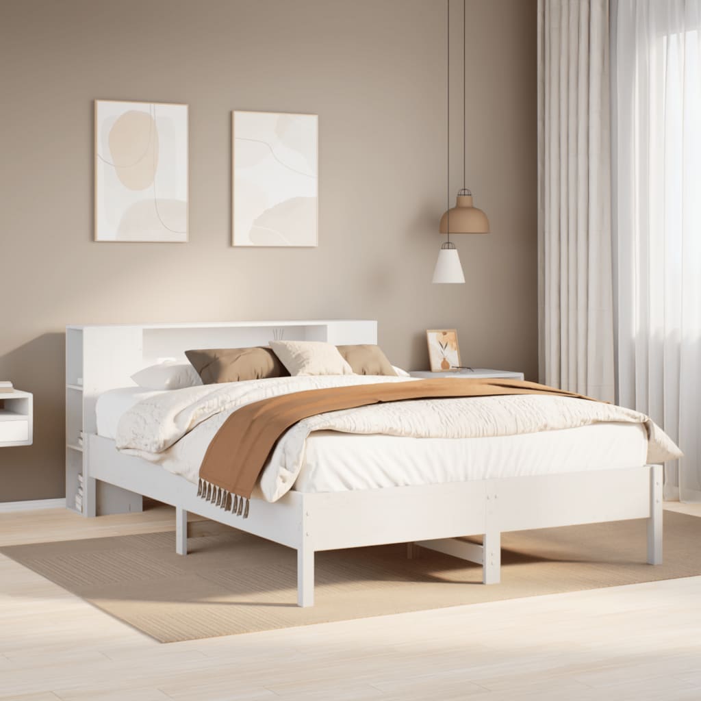 Letto Libreria senza Materasso Bianco 140x200 cm Legno di Pino 3322832