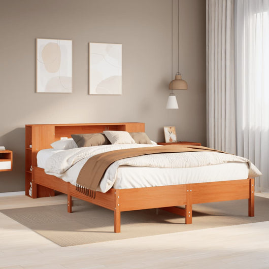 Letto Libreria senza Materasso Marrone Cera 120x200 cm in Pino 3322836