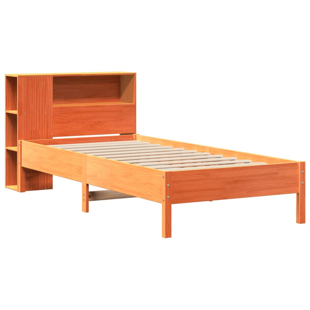 Letto Libreria senza Materasso Marrone Cera 90x190 cm in Pino 3322854