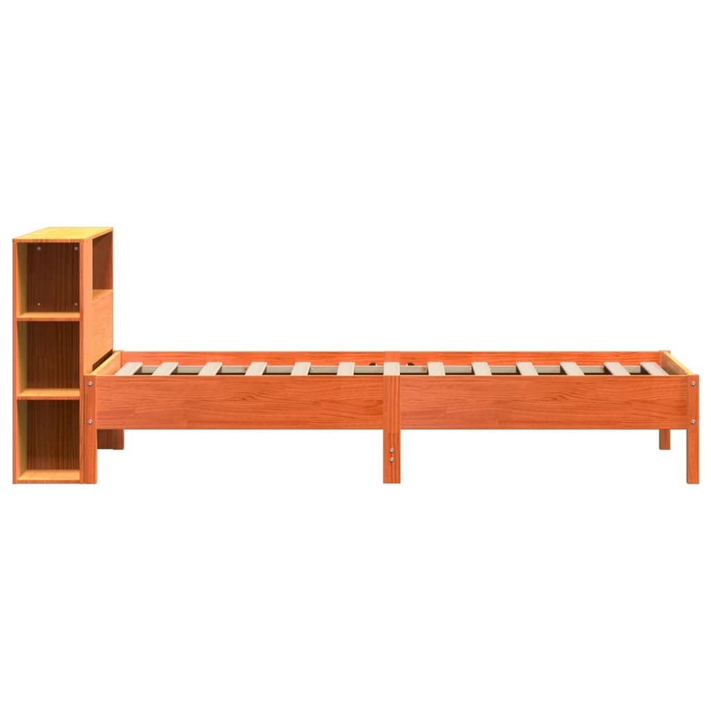 Letto Libreria senza Materasso Marrone Cera 90x190 cm in Pino 3322854