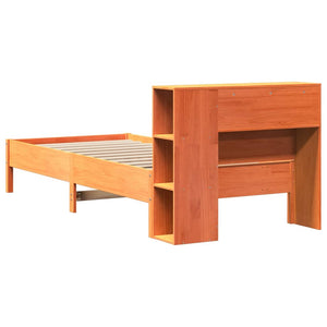 Letto Libreria senza Materasso Marrone Cera 90x190 cm in Pino 3322854