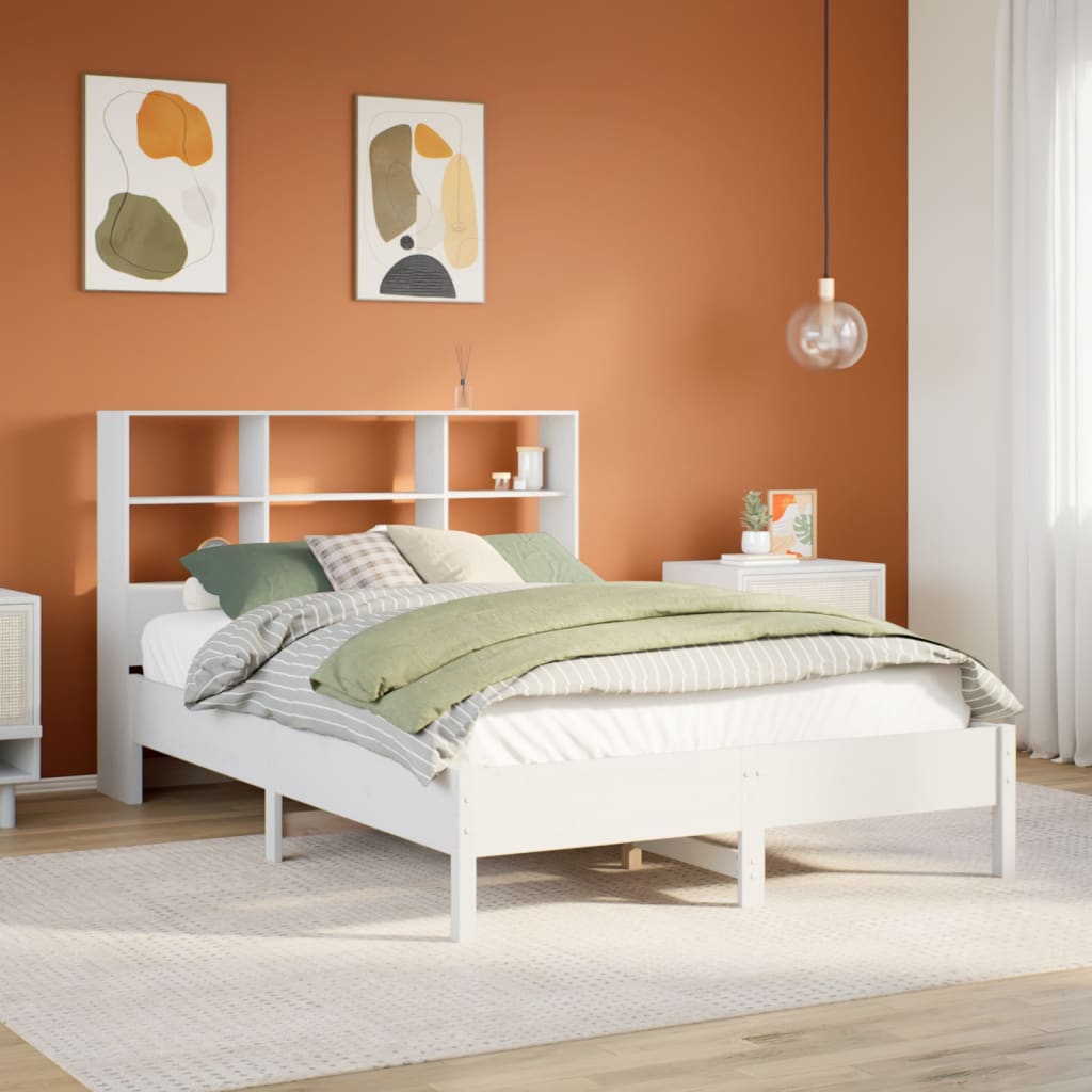 Letto Libreria senza Materasso Bianco 150x200 cm Legno di Pino 3322868