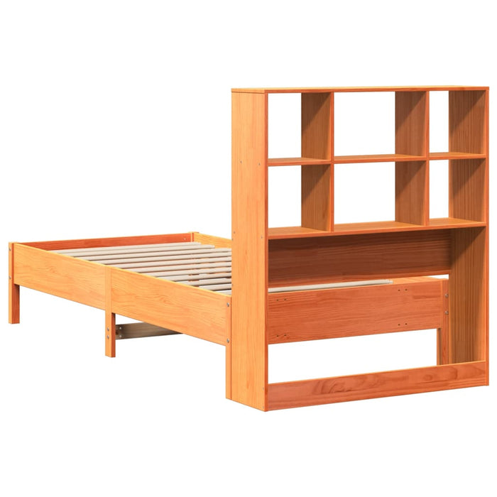 Letto Libreria senza Materasso Marrone Cera 75x190 cm in Pino 3322896