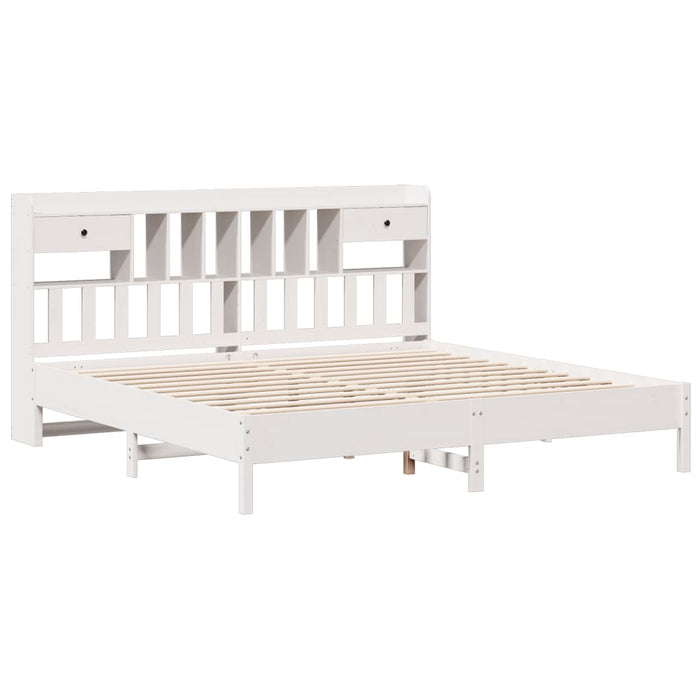 Letto Libreria senza Materasso Bianco 200x200 cm Legno di Pino 3322898