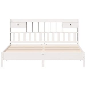 Letto Libreria senza Materasso Bianco 200x200 cm Legno di Pino 3322898