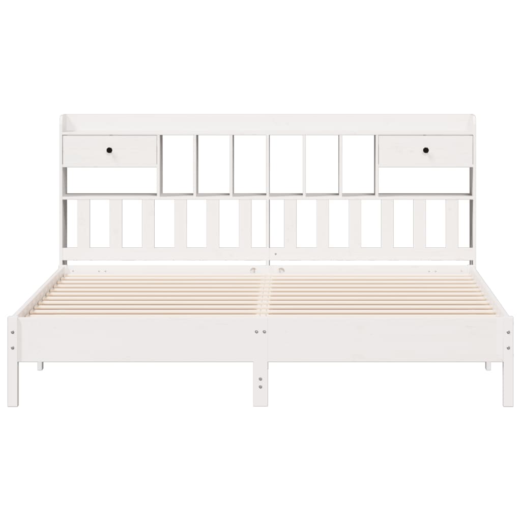 Letto Libreria senza Materasso Bianco 200x200 cm Legno di Pino 3322898