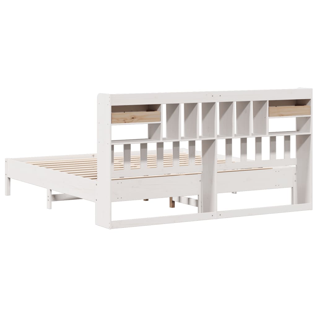 Letto Libreria senza Materasso Bianco 200x200 cm Legno di Pino 3322898