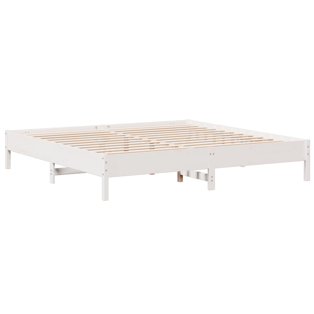 Letto Libreria senza Materasso Bianco 200x200 cm Legno di Pino 3322898