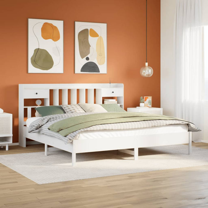 Letto Libreria senza Materasso Bianco 200x200 cm Legno di Pino 3322898