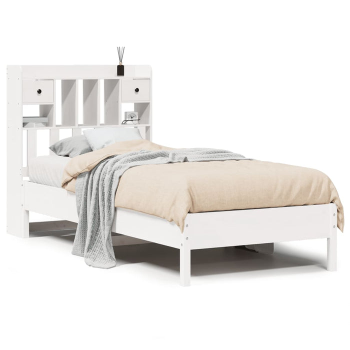 Letto Libreria senza Materasso Bianco 100x200 cm Legno di Pino 3322916