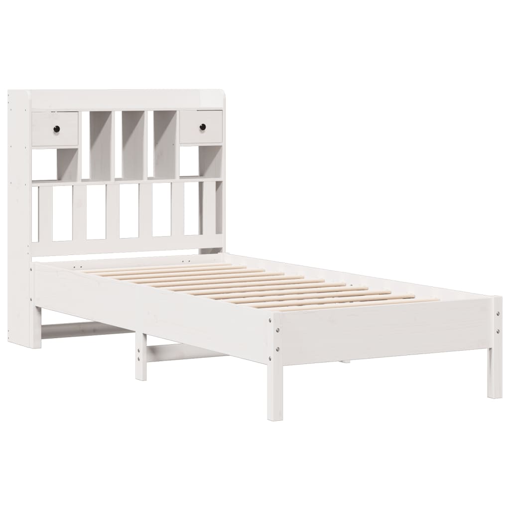 Letto Libreria senza Materasso Bianco 100x200 cm Legno di Pino 3322916