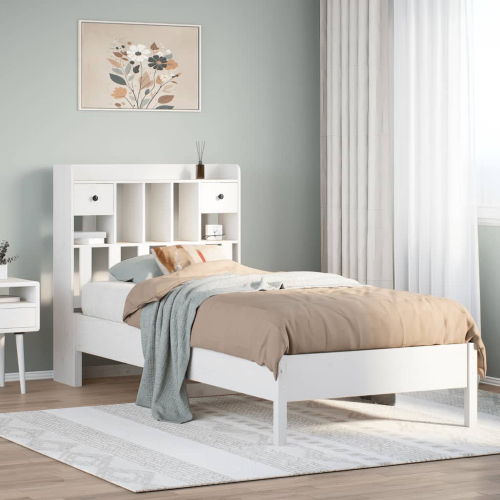 Letto Libreria senza Materasso Bianco 100x200 cm Legno di Pino 3322916