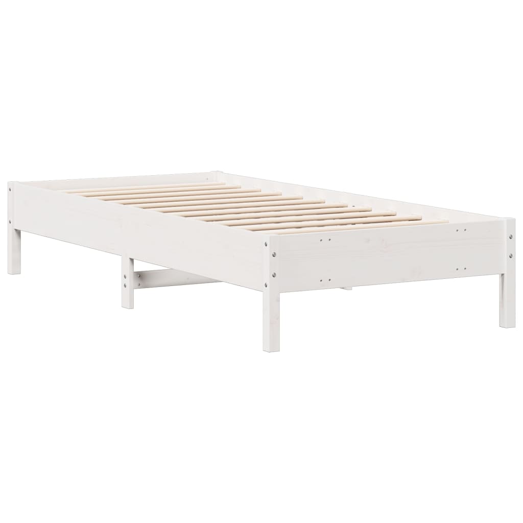 Letto Libreria senza Materasso Bianca 90x200 cm Legno di Pino 3322919