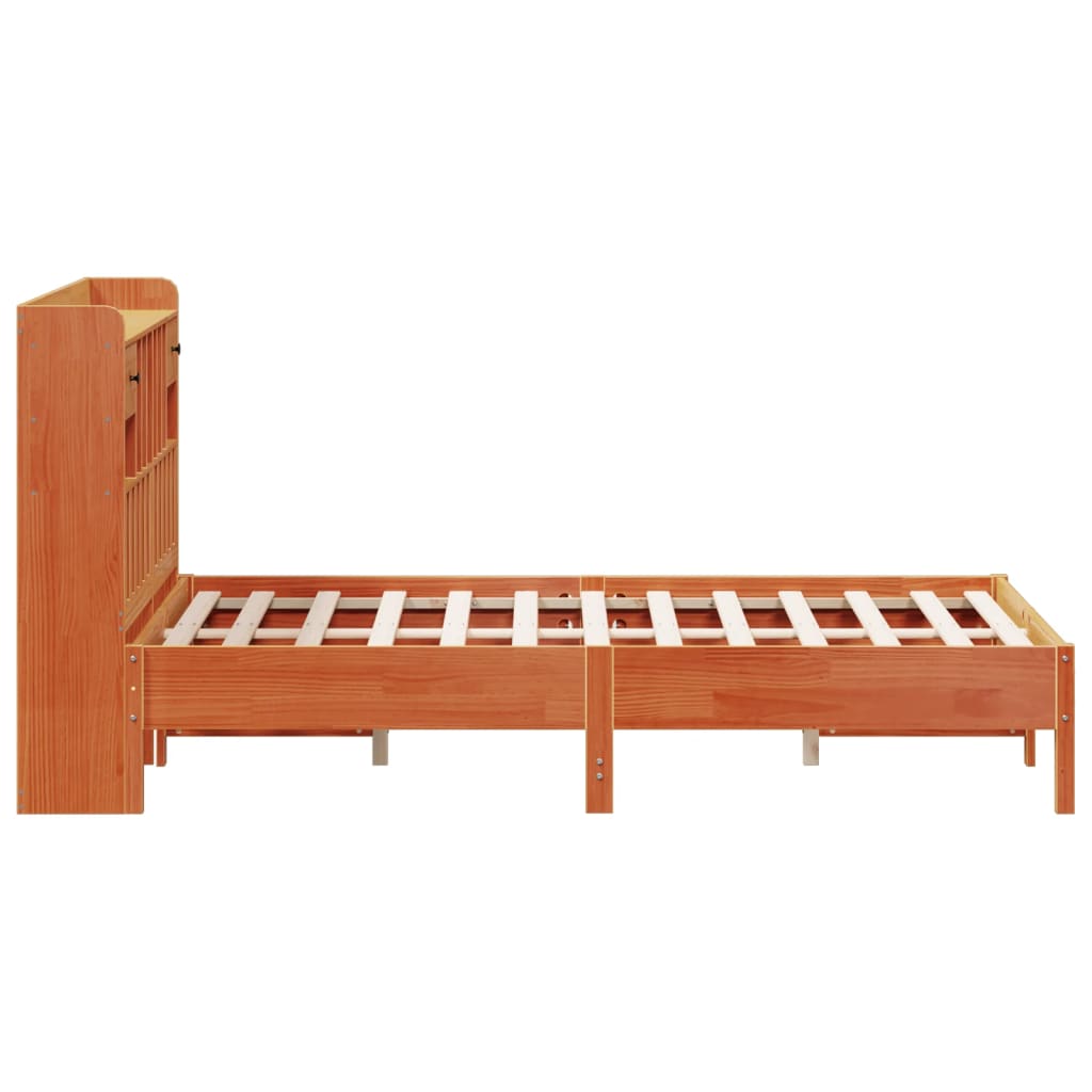 Letto Libreria senza Materasso Marrone Cera 135x190 cm in Pino 3322926