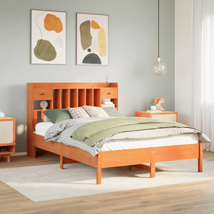 Letto Libreria senza Materasso Marrone Cera 135x190 cm in Pino 3322926