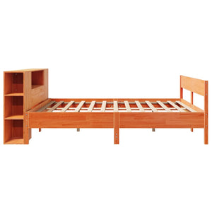 Letto Libreria senza Materasso Marrone Cera 200x200 cm in Pino 3322938