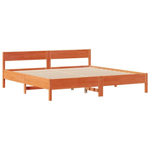 Letto Libreria senza Materasso Marrone Cera 200x200 cm in Pino 3322938