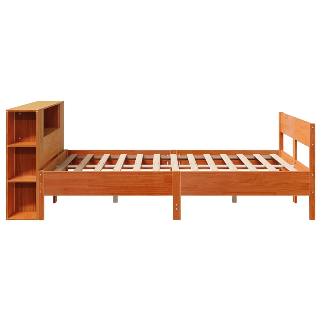 Letto Libreria senza Materasso Marrone Cera 160x200 cm in Pino 3322944