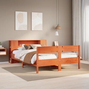 Letto Libreria senza Materasso Marrone Cera 150x200 cm in Pino 3322947