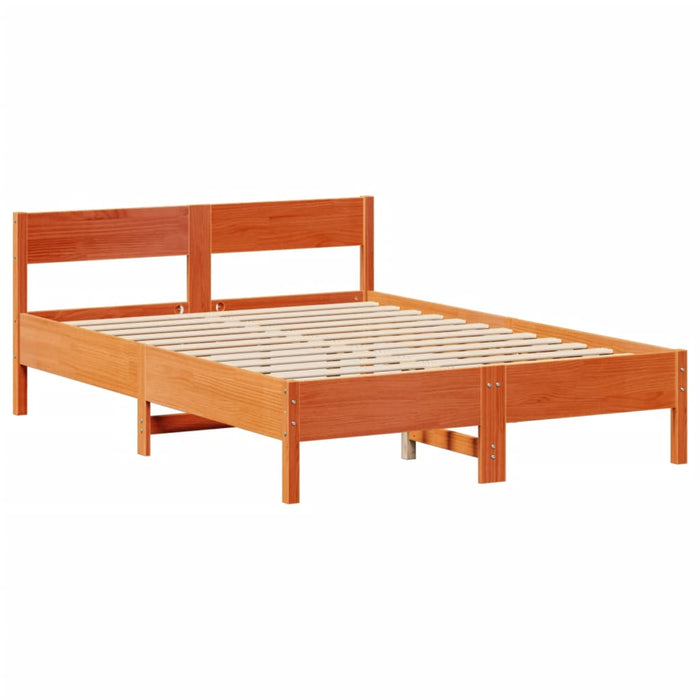 Letto Libreria senza Materasso Marrone Cera 140x190 cm in Pino 3322956