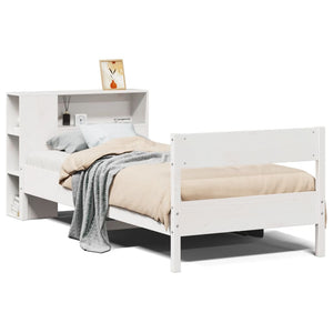 Letto Libreria senza Materasso Bianco 100x200 cm Legno di Pino 3322964