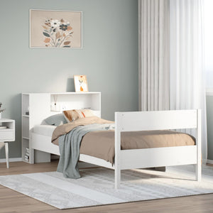 Letto Libreria senza Materasso Bianco 100x200 cm Legno di Pino 3322964