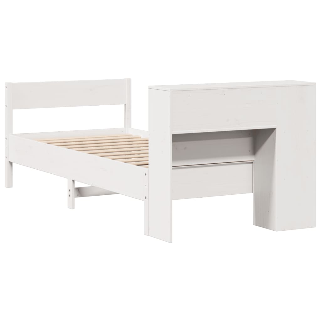 Letto Libreria senza Materasso Bianca 90x200 cm Legno di Pino 3322967